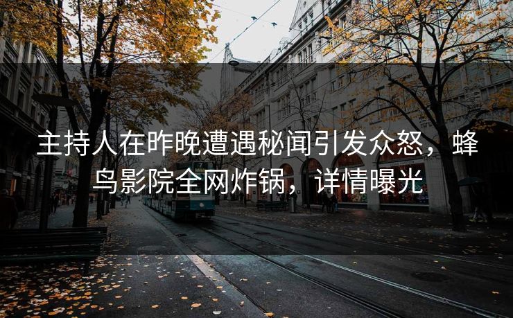 主持人在昨晚遭遇秘闻引发众怒,蜂鸟影院全网炸锅,详情曝光 主持人在昨晚遭遇秘闻引发众怒,蜂鸟影院全网炸锅,详情曝光