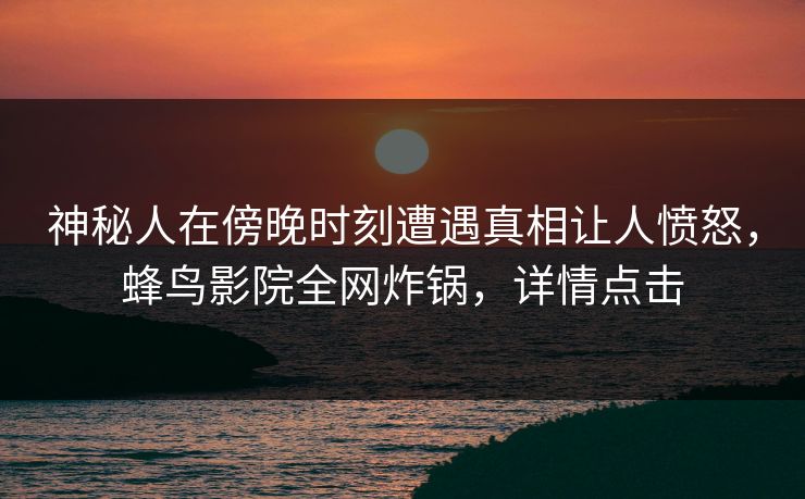 神秘人在傍晚时刻遭遇真相让人愤怒，蜂鸟影院全网炸锅，详情点击