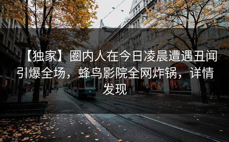 【独家】圈内人在今日凌晨遭遇丑闻引爆全场，蜂鸟影院全网炸锅，详情发现
