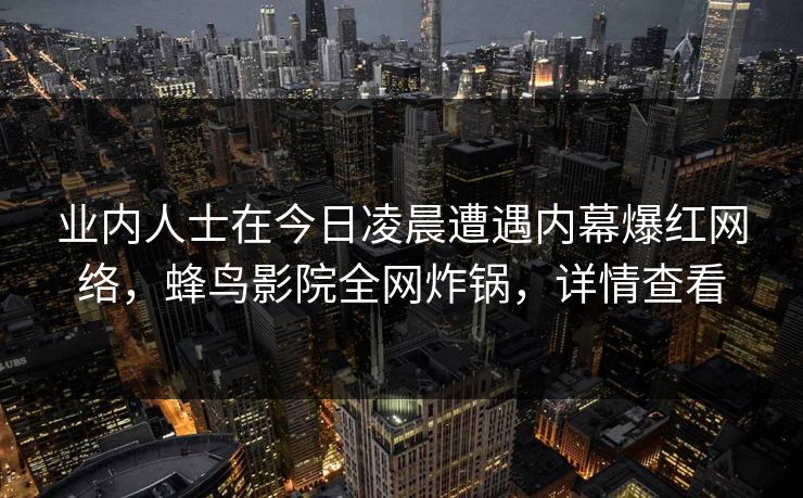 业内人士在今日凌晨遭遇内幕爆红网络，蜂鸟影院全网炸锅，详情查看