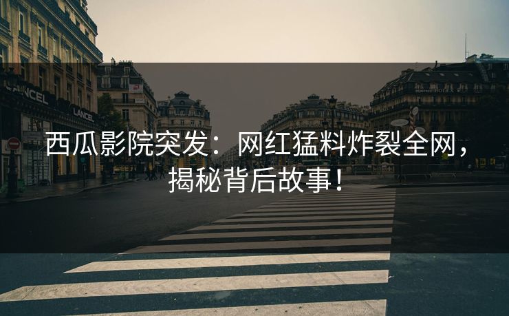 西瓜影院突发:网红猛料炸裂全网,揭秘背后故事! 西瓜影院突发:网红猛料炸裂全网,揭秘背后故事!