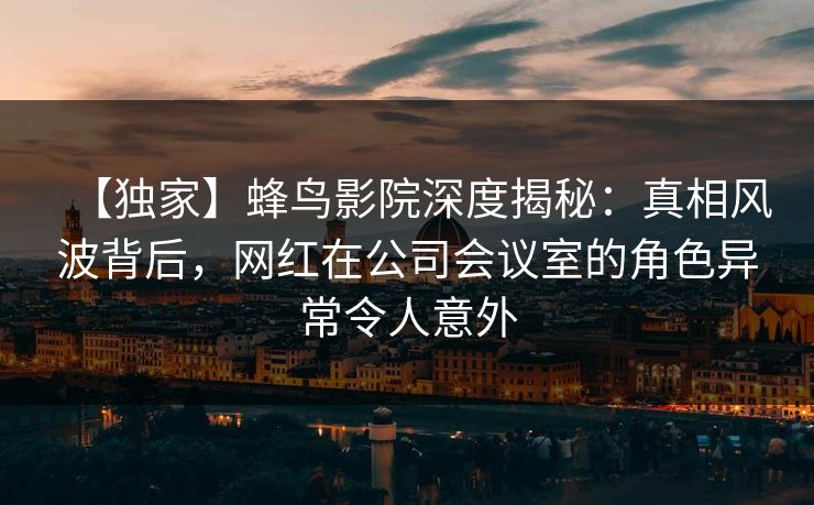 【独家】蜂鸟影院深度揭秘:真相风波背后,网红在公司会议室的角色异常令人意外 【独家】蜂鸟影院深度揭秘:真相风波背后,网红在公司会议室的角色异常令人意外